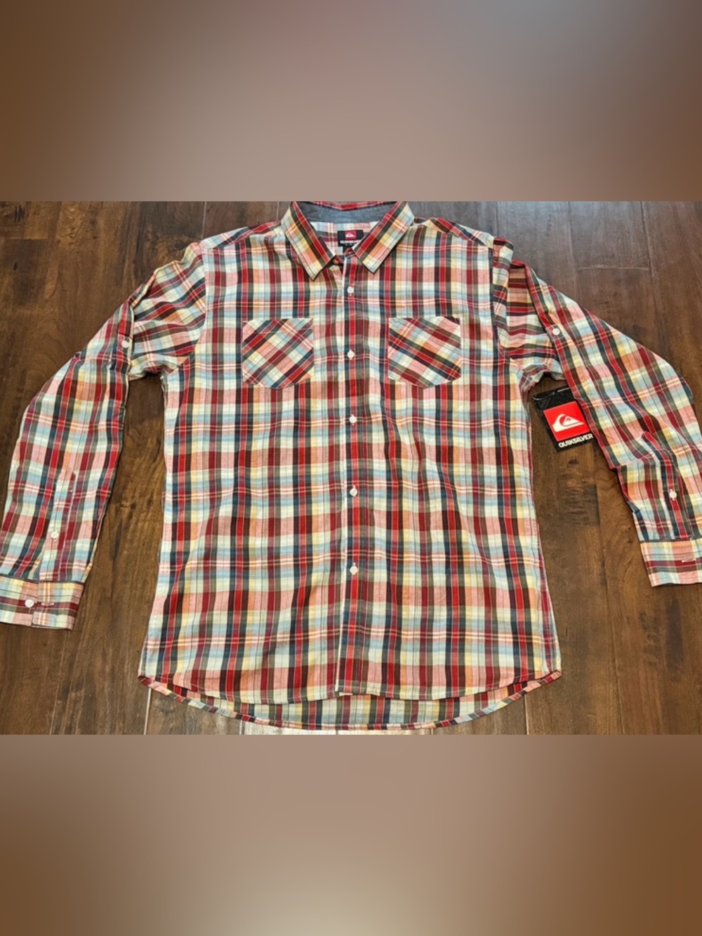 Quiksilver Men’s Red Plaid Short-Sleeve Button-Up Shirt XL NWT Y2K